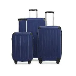Alex - 3er Koffer-Set Hartschale Dunkelblau glänzend, TSA, (55cm, 65cm & 75cm), 235 Liter