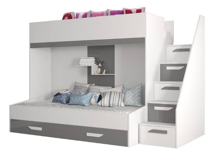 ABIKS MÖBEL Etagenbett PARTY 16 Hochbett für Kinder, Jugendliche mit Stauraum