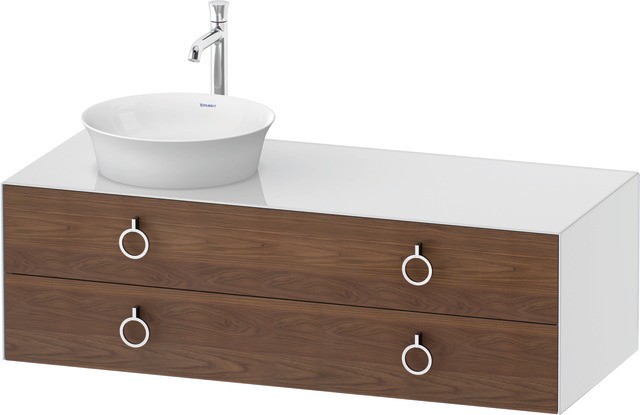 Duravit White Tulip Konsolenwaschtischunterbau wandhängend Amerikanischer Nussbaum & Weiß Matt & Hoc WT4992L77850010