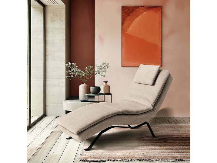 Relaxliege Kanan Beige Webstoff Aranja Schwarz 65 x 65 x 171cm