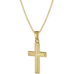 trendor 68420 Kreuz-Anhänger Gold 333 mit goldplattierter Silberkette, 45 cm