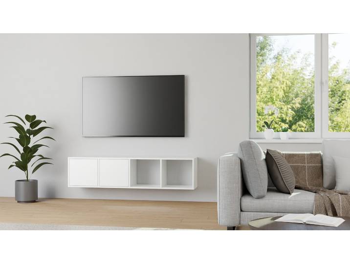 Sideboard mit Wandhalterung – diverse Materialien MDF Beschichtet MDF Weiß matt