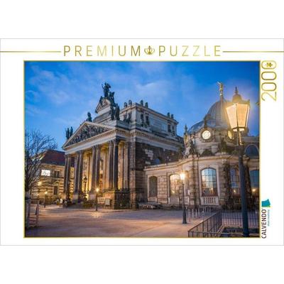 CALVENDO Puzzle Dresden - Kunstakademie zur Blauen Stunde | 2000 Teile Lege-Größe 90 × 67 cm Foto-Puzzle für glückliche Stunden