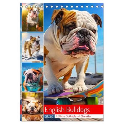 English Bulldogs. Fröhliche Dickköpfe mit Charakter (Tischkalender 2026 DIN A5 hoch), CALVENDO Monatskalender
