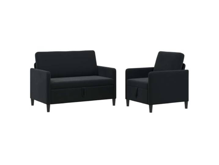 Todiikf Sofagarnitur 2-teilig mit Stauraum Schwarz Modern Platzsparende Polstermöbel mit Klappfunktion für Kissen im Wohnzimmer oder Gästezimmer.