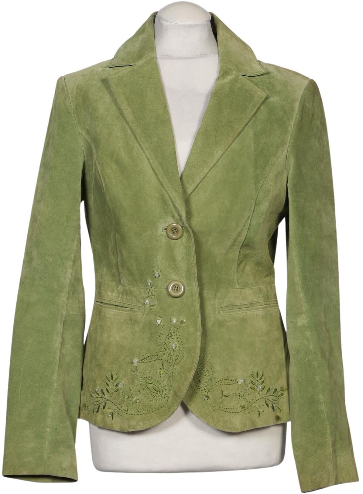 More & More Damen Blazer, Grün, Gr. EU 38, Leder / Synthetik - Second Hand