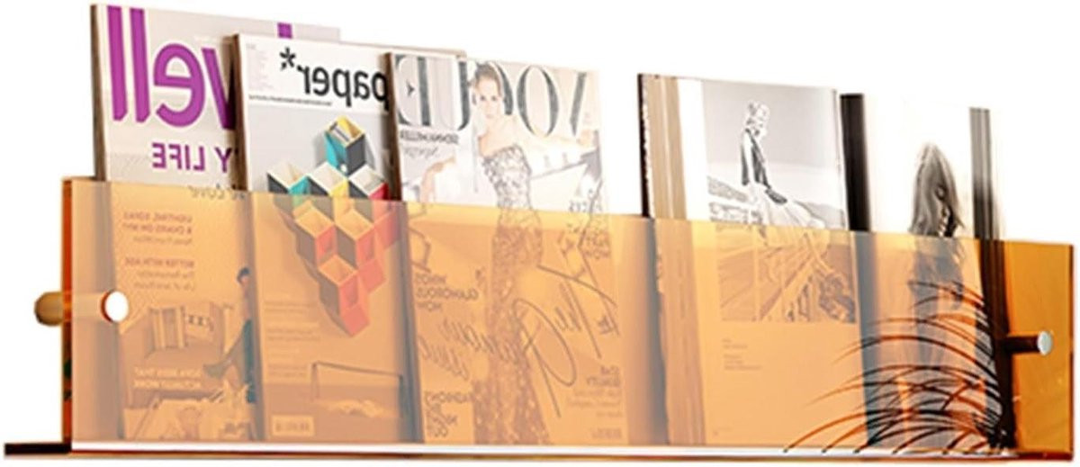 Acryl Magazine Rek Tijdschriftenhouder Display Stand Transparant Oranje 31.5 Inch