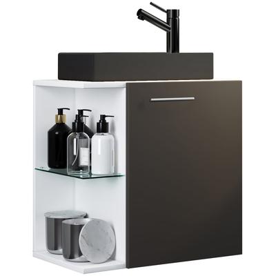 Waschtisch VCM "2-tlg Waschtisch Hausa Toilette schmal Schwarz", schwarz (anthrazit), B:52cm T:34cm, Waschtische, Waschtisch
