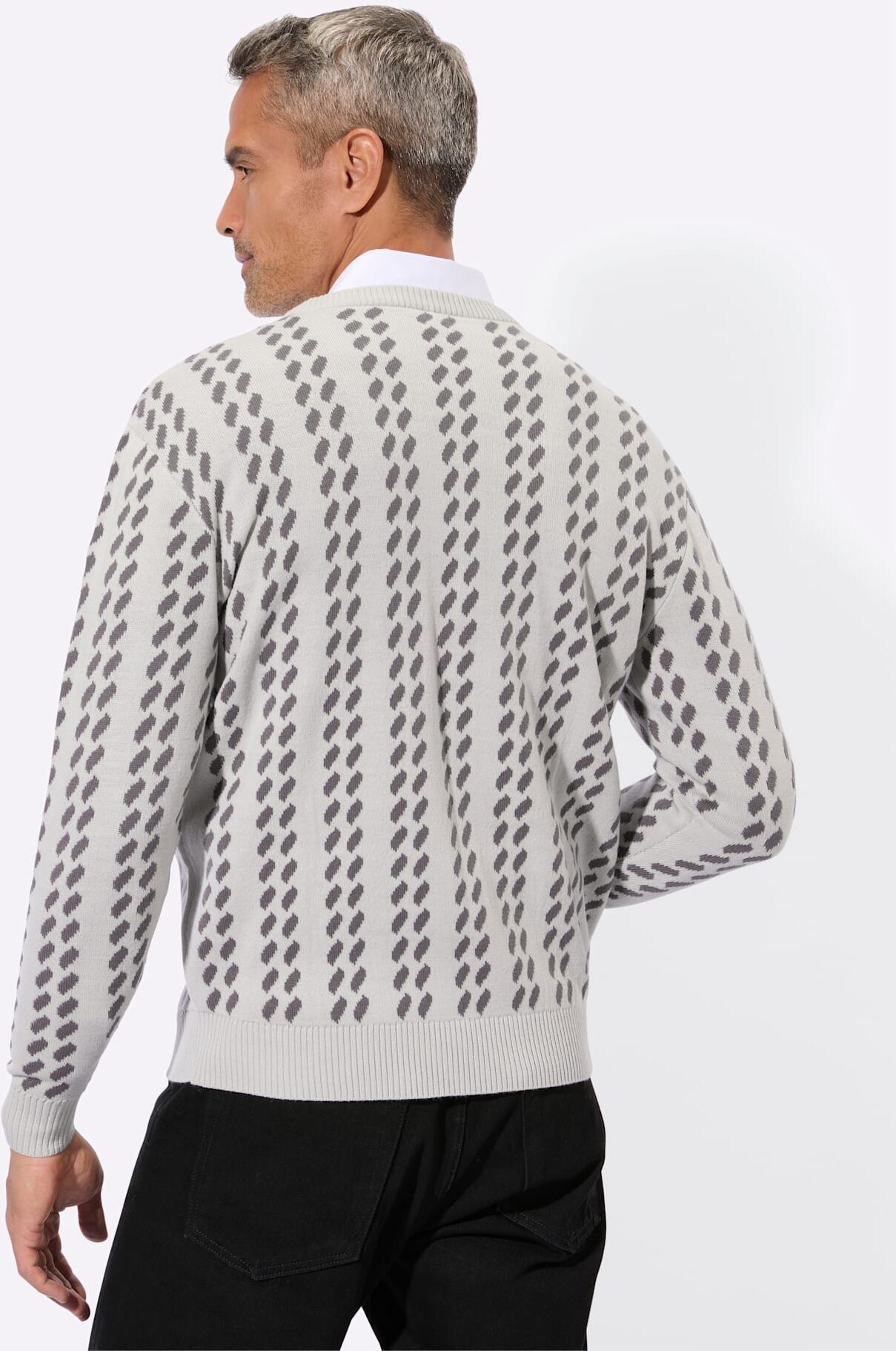 V-Ausschnitt-Pullover CLASSIC "V-Pullover", Herren, Gr. 50, grau (hellgrau, anthrazit), 100% Polyacryl, gemustert, mehrfarbig, Pullover V-Ausschnitt-Pullover hellgrau, anthrazit 50