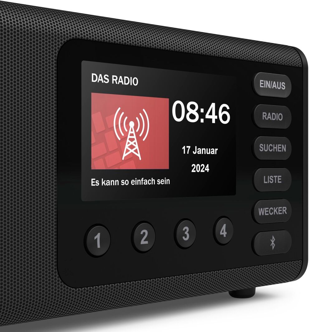 Hama Digitalradio (DAB+) "Digitalradio mit DAB+ FM Bluetooth und Wecker", schwarz, B:27cm H:13cm T:12,5cm, Radios, 4,3 Zoll TFT Display, große Tasten, Direktwahltasten, Digitalradio (DAB+)