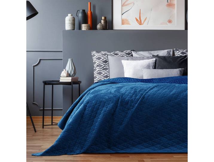 Couvre-lit Aila II 200 x 220cm Bleu/Bleu foncé Tissu