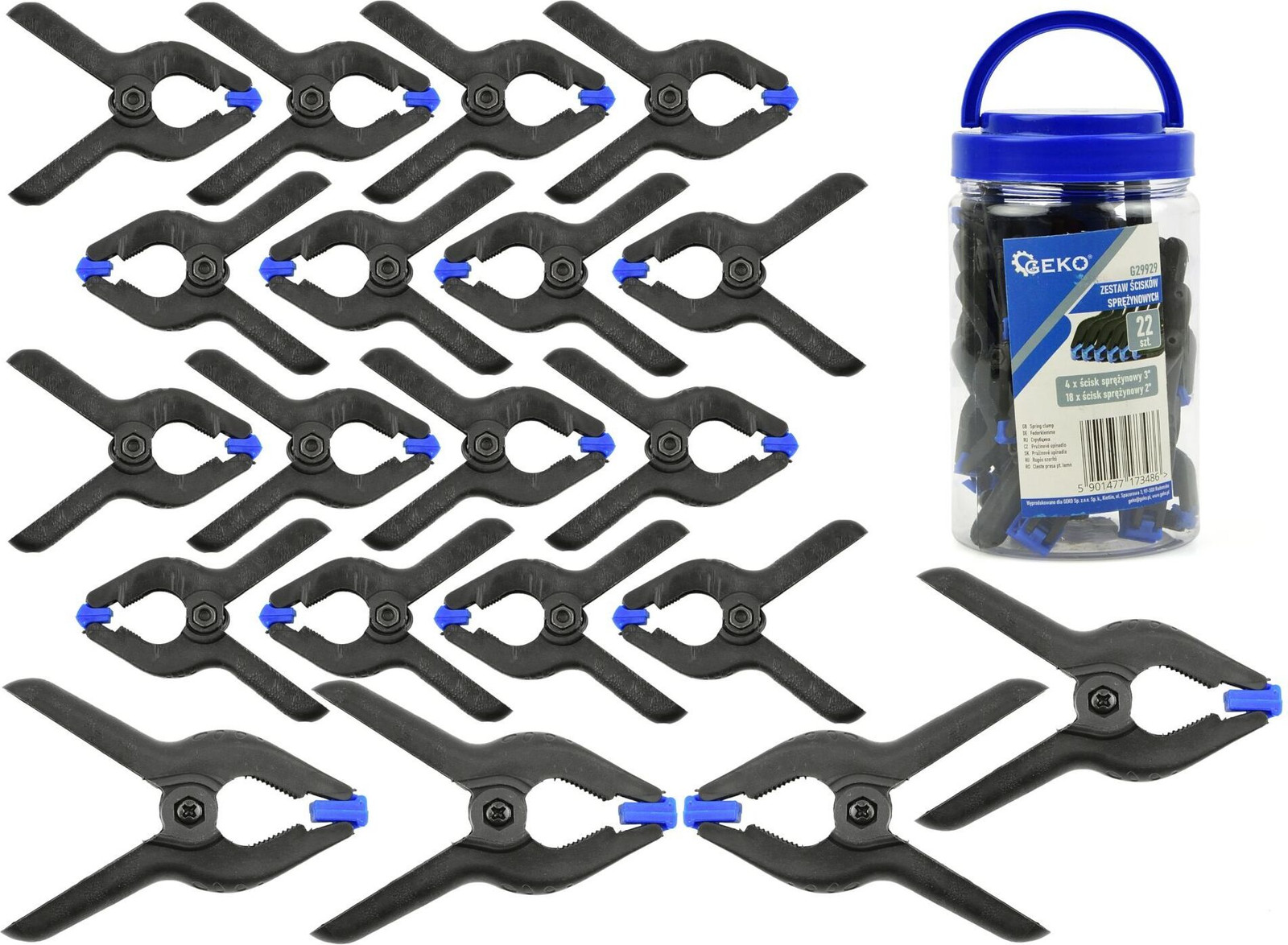 Geko Set van 22 plastic klemmen