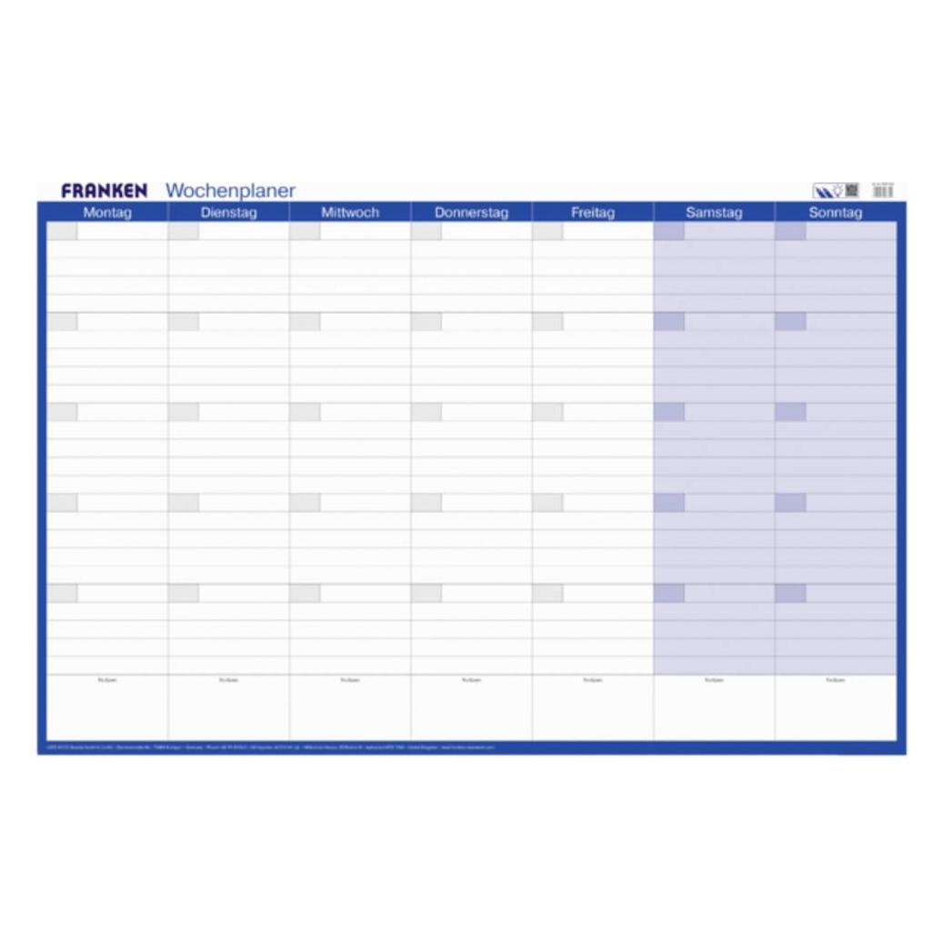 Franken Wochenplaner, Tageseinteilung 91,0 x 61,0 cm (PKW1002)