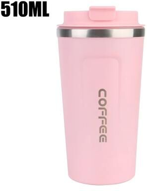Inspire Select Thermo Cafe Double Wall Stainless Steel Travel Mug Leakproof Coffee Thermos Cup pink 17.2 Fl Oz