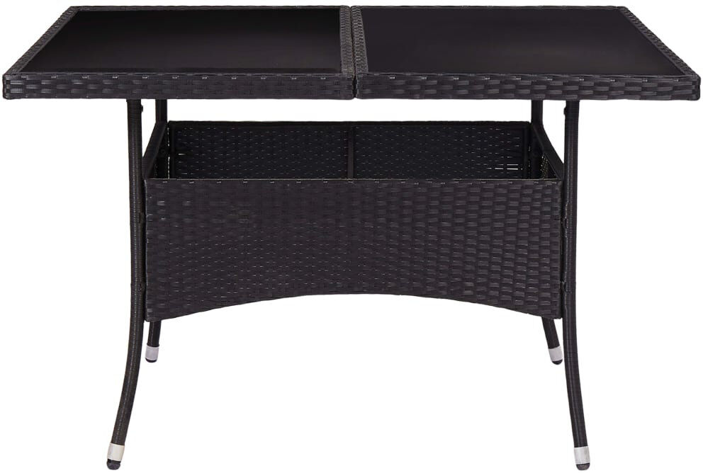 Dakota Fields Sevanna Square Glass Outdoor Dining Table - 120 cm W 120 cm D Black