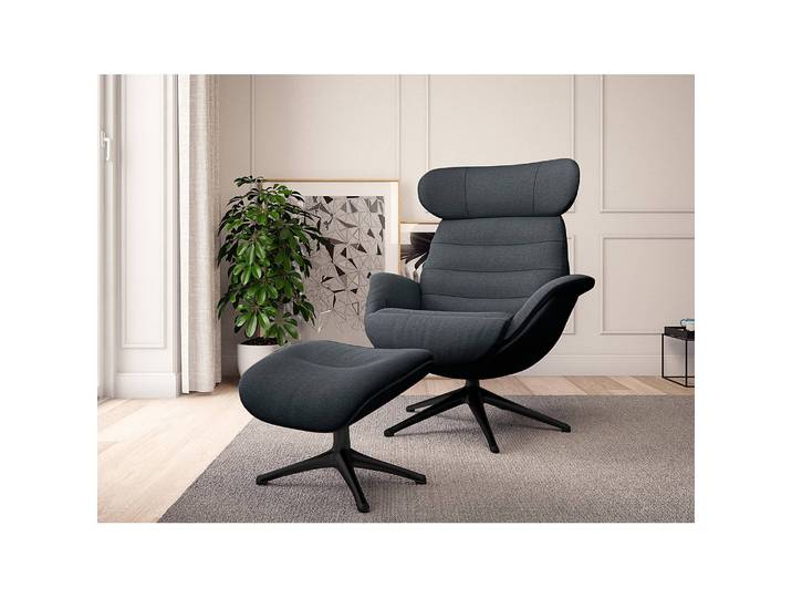 Polsterhocker LESO 44 x 39 x 49cm Grau/Grau Schwarz Webstoff Saia: Grau
