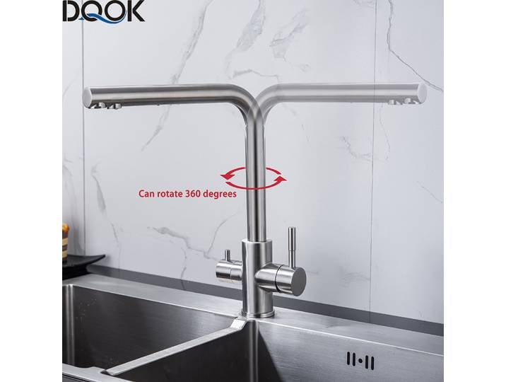 DQOK robinet de cuisine à eau filtrée potable, robinet de Purification à double poignée, robinet d'évier de cuisine