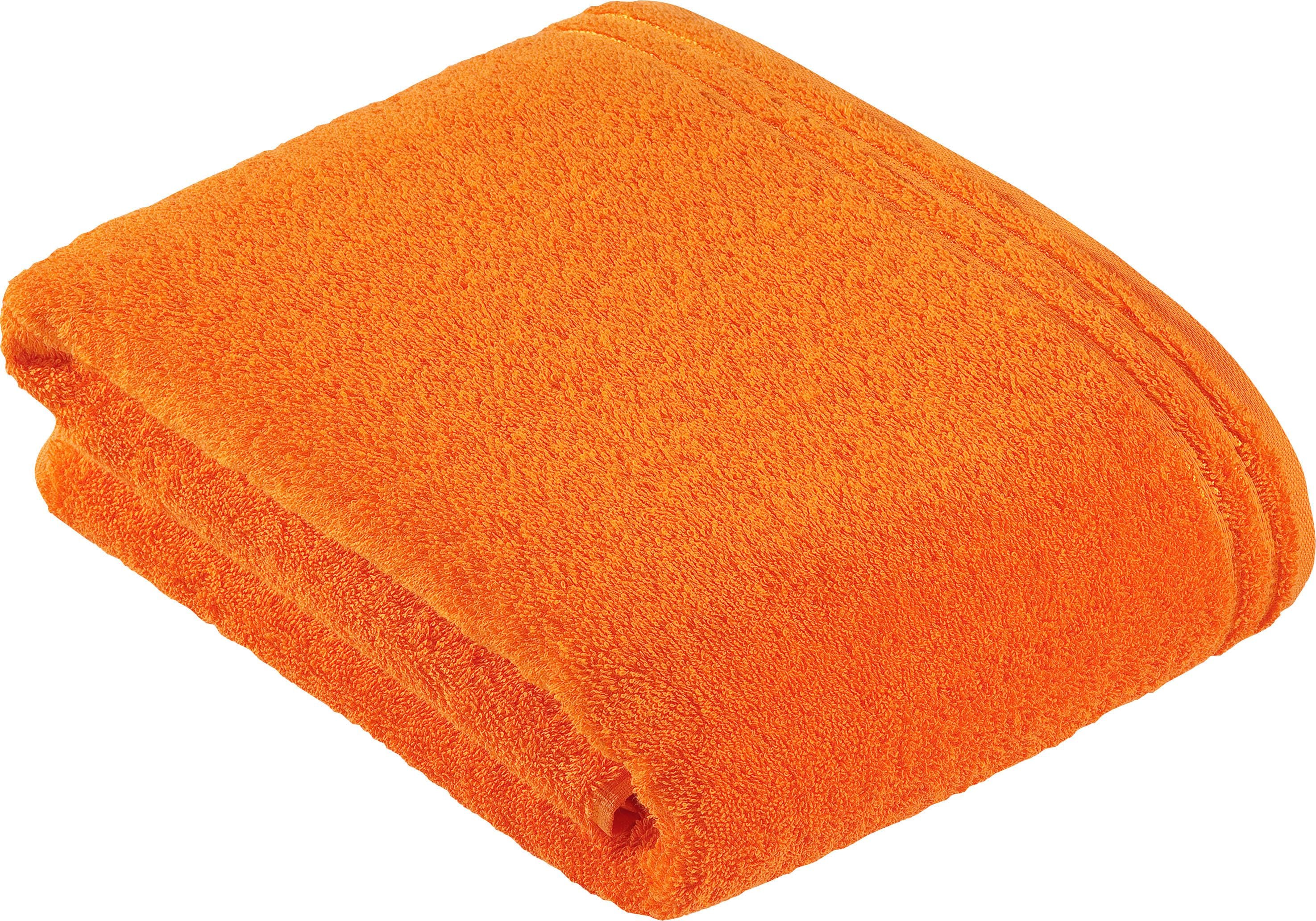 Badetuch VOSSEN "Calypso Feeling", orange, B:100cm L:150cm, Walkfrottee, Obermaterial: 100% Baumwolle, Handtücher, Badetuch, mit schmaler Bordüre aus 100% Baumwolle, Vegan, einfarbig orange B/L: 100cmx150cm, 1 Stk., Walkfrottee