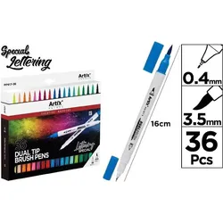 Artix, Marker, Doppelseitiger Pinselmarker, 36 Farben (36x)