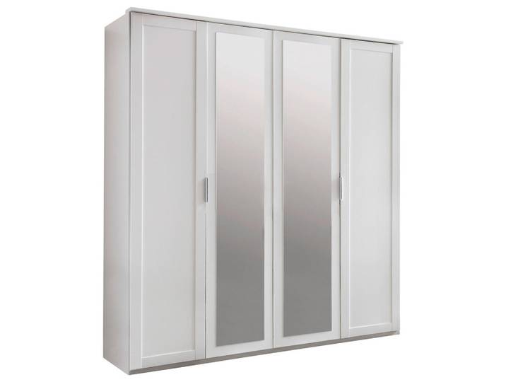 Mid.you Drehtürenschrank Wimex Nadja, Weiß, Glas, 2 Fächer, 180x210x58 cm, erweiterbar, Beimöbel erhältlich, Schrankfront mit Spiegel, Schlafzimmer, Kleiderschränke, Kleiderschränke mit Spiegel