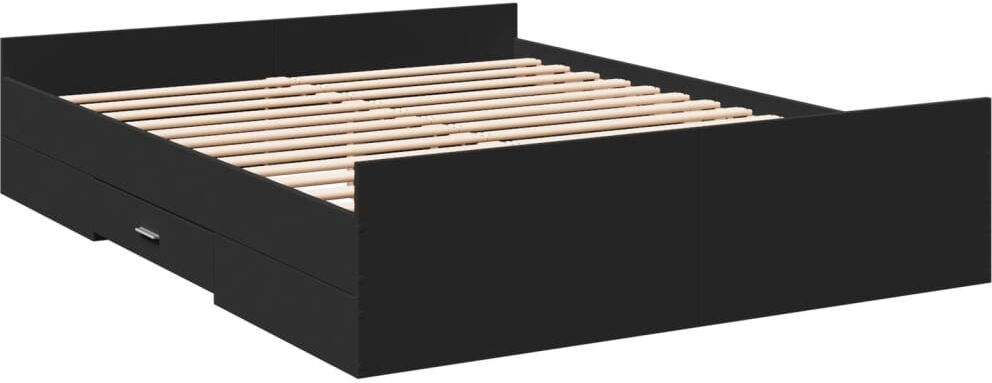 17 Stories Peltz Drawers Bed Frame Black Kingsize (5')