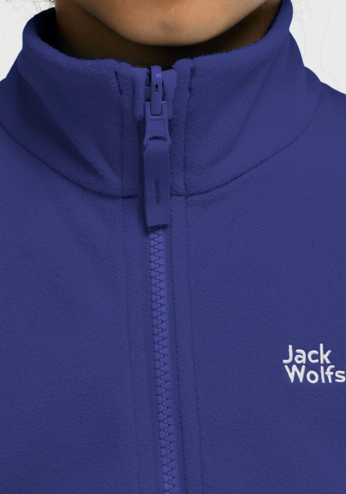Fleecejacke JACK WOLFSKIN "TAUNUS 100 FZ K", Kinder, Gr. 116, blau (glowink), Obermaterial: 100% POLYESTER. Futter: 100% POLYESTER, Jacken Fleecejacke, Kinder, mit 3-in-1 System-Kompatibilität