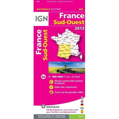 France Sud-Ouest 1 : 350 000, Karte von 1M803, IGN Frankreich, 978-2-7585-2890-6