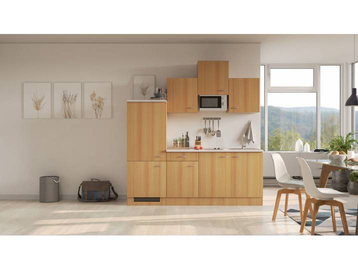 Singleküche NANO 210/205/60 cm Buche Nachbildung / Rumba-Dekor