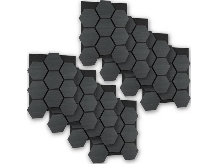 tectake Akustikpaneele Sonic Shield, je 76 x 62 x 1,8 cm, Größe flexibel anpassbar, Eiche schwarz, Schwarz, Holz, 62x1.8x76 cm, Tapeten & Wandverkleidungen, Akustikpaneele