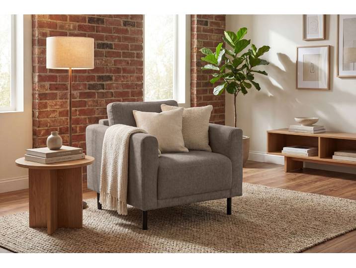Sessel GOODPRODUCT Sveeva, Breite 78 cm, schwarze Metallfüsse , beige (braun), B:78cm H:78cm T:85cm, 100% PES, Sessel, Sessel, langlebiger Webstoff, viele Farben zur Auswahl