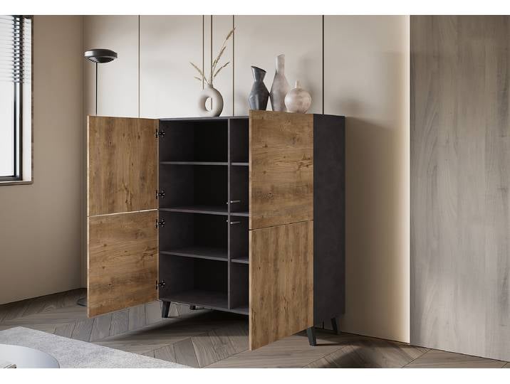 Haut de meuble Polku 120 x 130 x 39cm Gris/Imitation chêne parqueté/Imitation béton