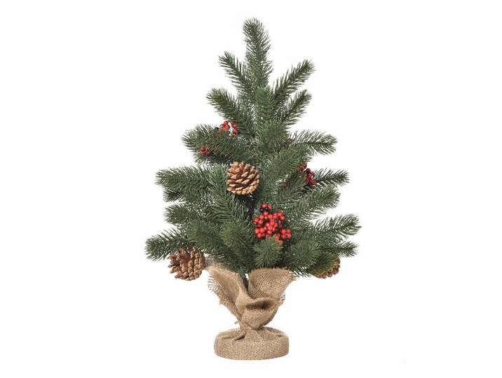Homcom Weihnachtsbaum 50 cm Christbaum 55 Zweige mit Beeren PE Zement Grün, Kunststoff, 50 cm, Dekoration, Weihnachtsdekoration, Christbaum & Zubehör