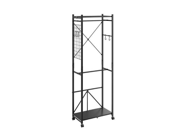 Portemanteau sur pied mobile - SOBUY - Noir - 4 roulettes multidirectionnelles - Crochets en S pour accessoires