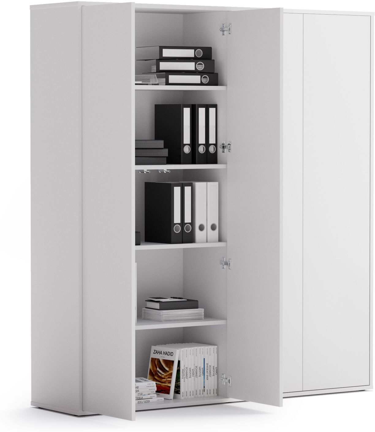 B2B Partner Büro-Aktenschrank BLOCK, 4 Türen, 1600 × 400 × 1748 mm, weiß