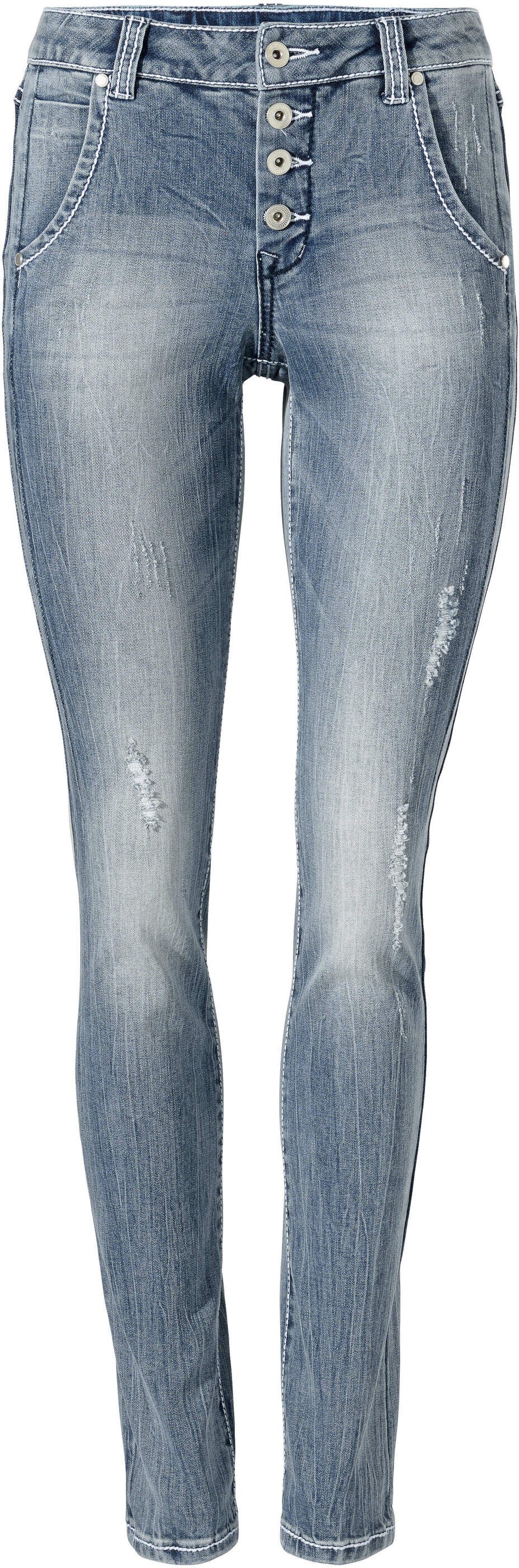 Boyfriend-Jeans HEINE "Boyfriend Jeans Boyfriend-Jeans in 5-Pocket-Style", Damen, Gr. 20, K-Gr, blau (bleached), Modisch, comfort fit, Jeans Boyfriend-Jeans
