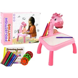 DINOSAURIERTISCH MIT PROJEKTOR ZUM ZEICHNEN + ZUBEHÖR FARBE PINK
