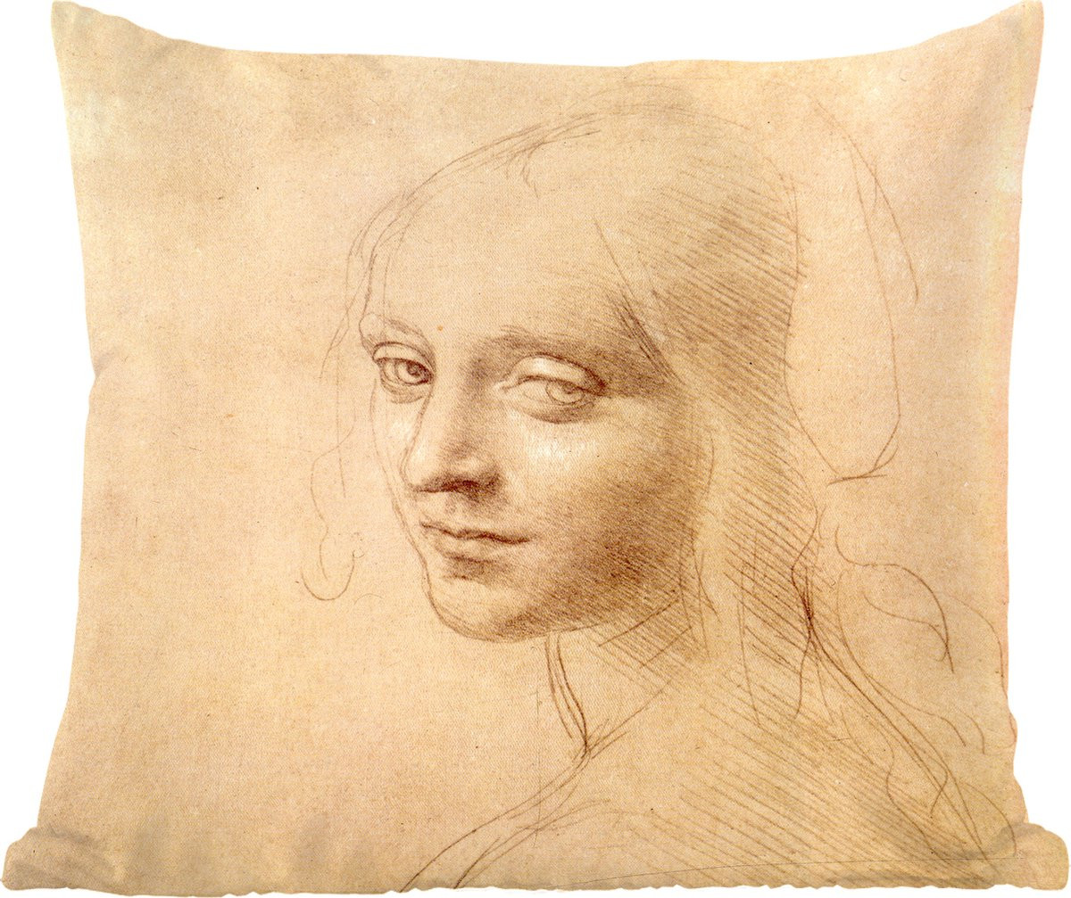 PillowMonkey Sierkussen Leonardo da Vinci Schets - Katoen - 40 x 40 cm