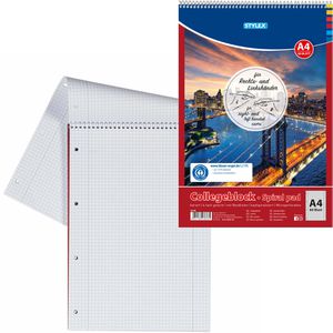 Stylex Collegeblock 43876, A4, Innen- & Außenrand, 60 g/m² f. Linkshänder kariert