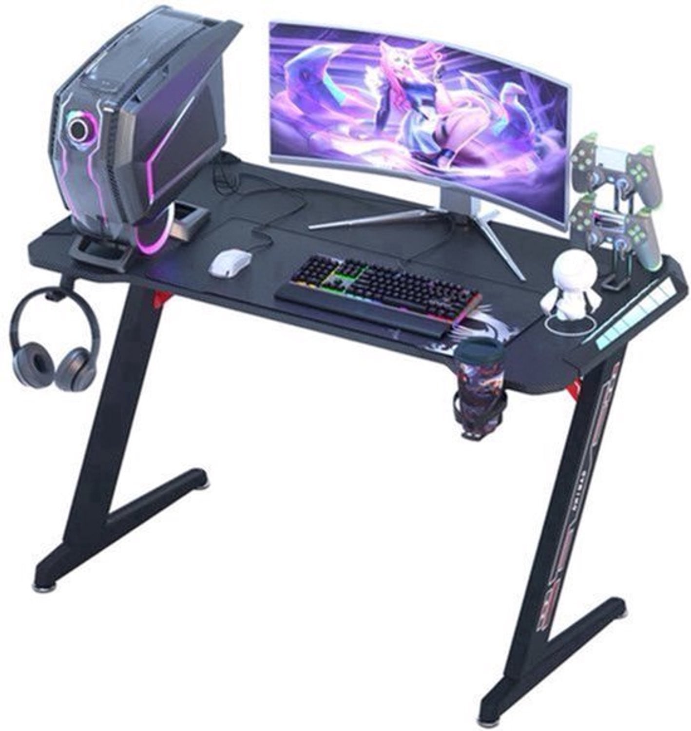 Wisfor Hoogteverstelbaar Gaming Bureau en Thuiskantoor Bureau - Zwart