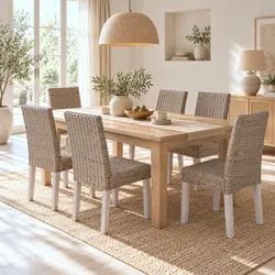 6er-Set Esszimmerstuhl Littau, Korbstuhl Stuhl Küchenstuhl, Kubu-Rattan