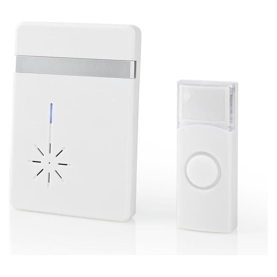 Nedis Wireless Doorbell Set Battery Powered 3 V DC 1x CR2032 Volume: 80 dB Signal Range: 300 m IP44 (Funk) (DOORB212WT)