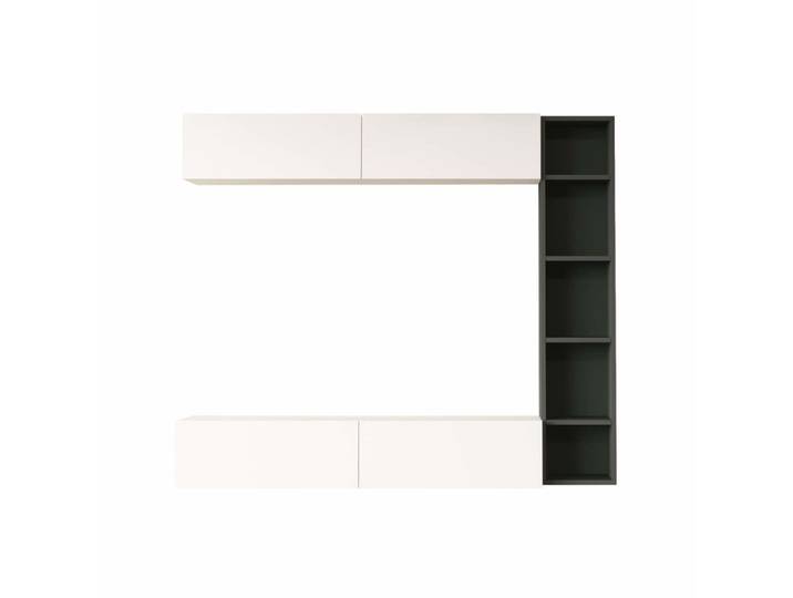 Meuble mural modulable blanc et gris foncé, 3 pièces
