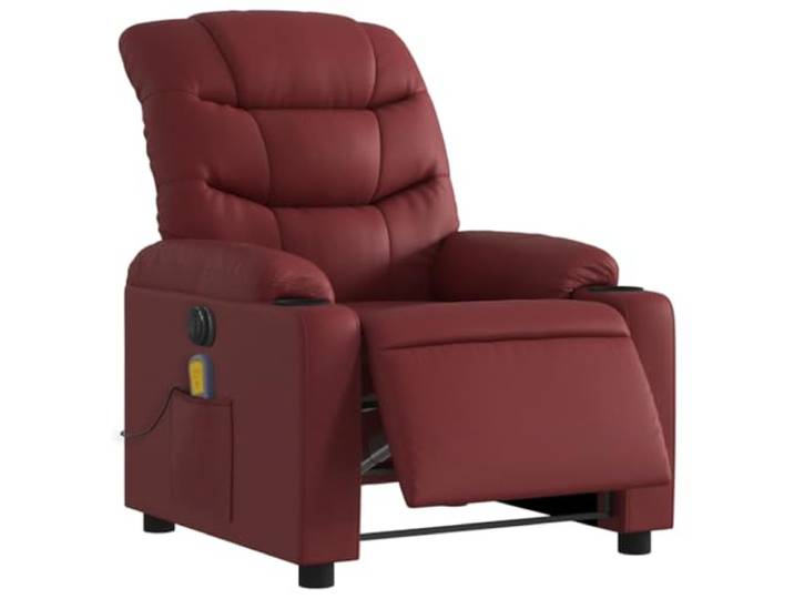 vidaXL Massagesessel Elektrisch Weinrot Kunstleder