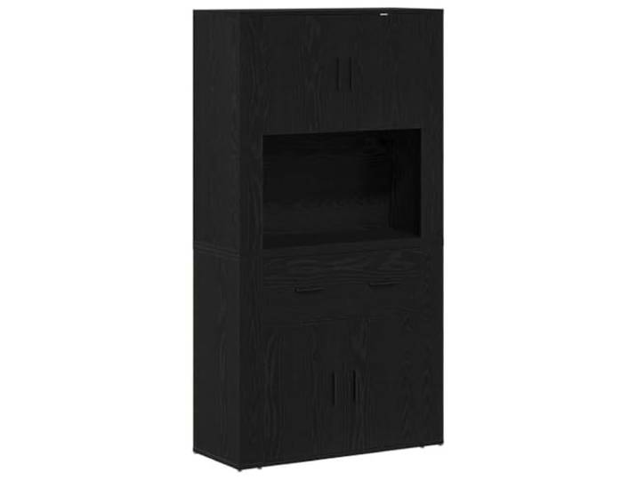 Kaorsrow Highboard Schwarz Eichen-Optik 80x33x150 cm Holzwerkstoff Mehrzweckschrank fürs Wohnzimmer: 4 Türen und 1 Schublade bieten strukturierten Stauraum für Geschirr und Alltagsdinge.