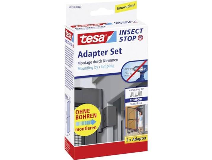tesa Insect Stop Fliegengitter Adapter-Set für ALU COMFORT Türen - zur Montage von tesa Insect Stop Insektenschutzgittern - ohne Bohren - für Tür- und Fensterrahmen von 13 bis 20 mm - anthrazit