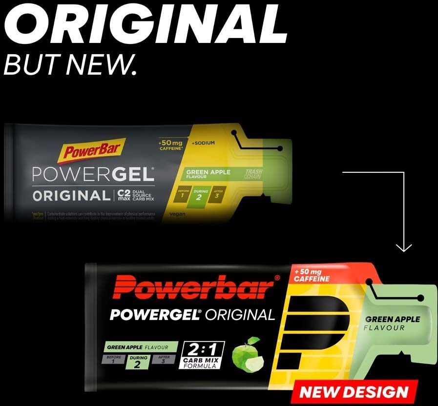Powerbar Powergel Original Green Apple + Koffein 24x41 g Gel