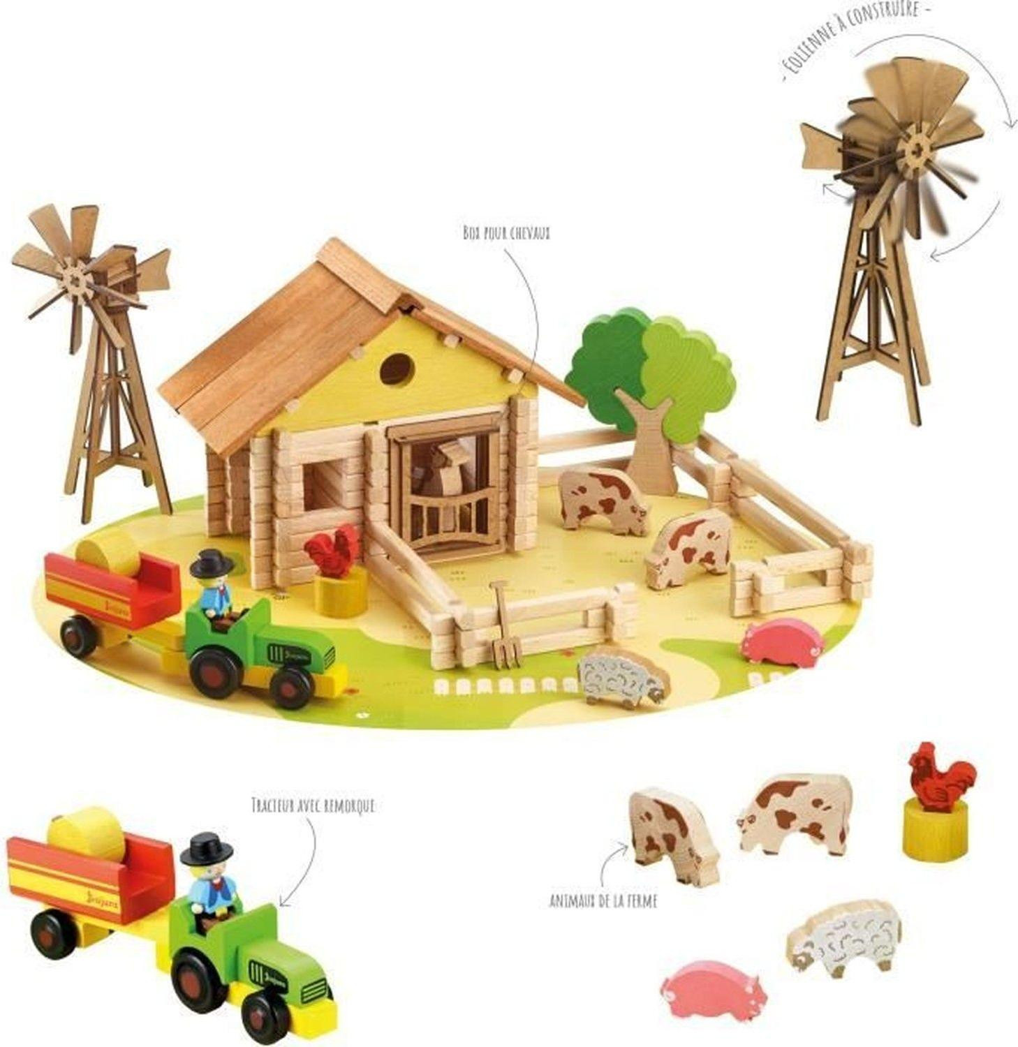 Jeujura My Wooden Farm Bouwspeelgoed - 145 stuks