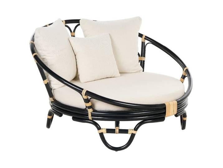SONNENINSEL Rattan schwarz Auflagen beige ROSSANO