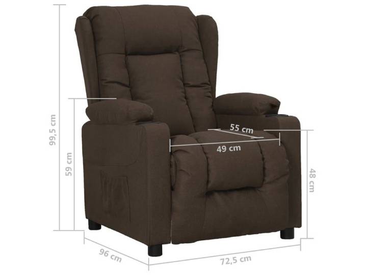 Mode 1 PC Chaise de canapé/Canapé-chaise pour adulte CHEZ YIYI fauteuil RELAX inclinable Marron foncé Tissu 72 5x96x99 5cm _502286