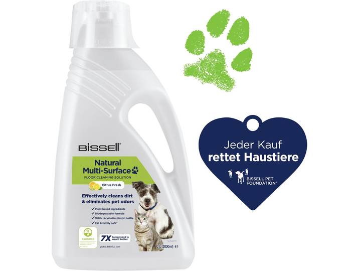 BISSELL Flüssigreiniger Natural Multi Surface 2L PET , weiß, 2.000ml, Reinigungsmittel, Flüssigreiniger